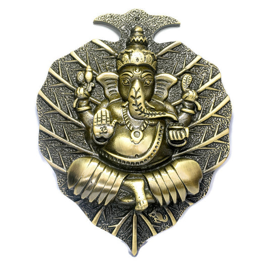 Allied Brass Wall Hanging with an Idol of Lord on Peepal Leaf with Antique Finish