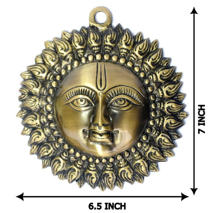 Allied Ideal Gift - Beautiful Sun Brass Decorative Wall Hanging Surya Face Murti Idol Statue Sculpture Wall Hanging of Antique Look