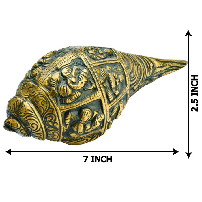 Brass Carving Shankh Conch Shell | Home Decor | Holy Shankha Sel