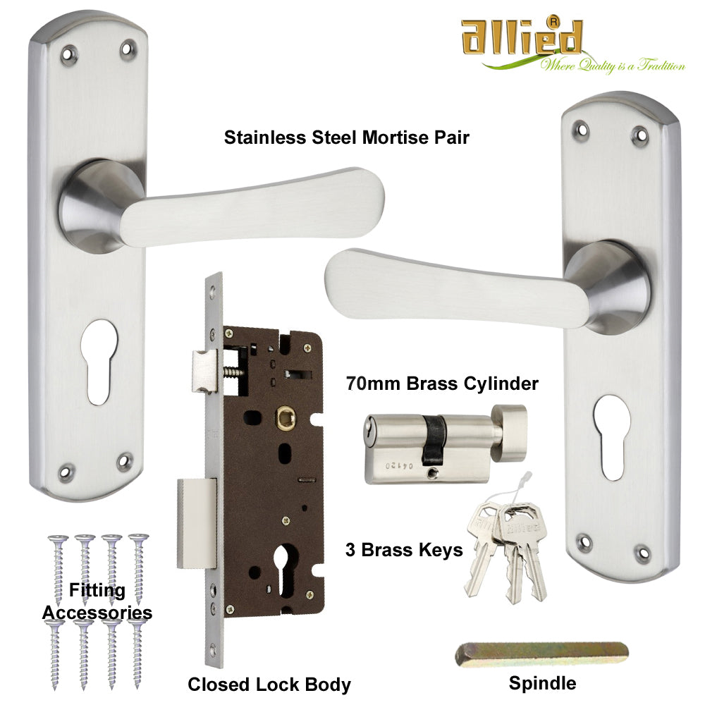 Stainless Steel 8 inch Handle Lock Set No. 410 SS Finish