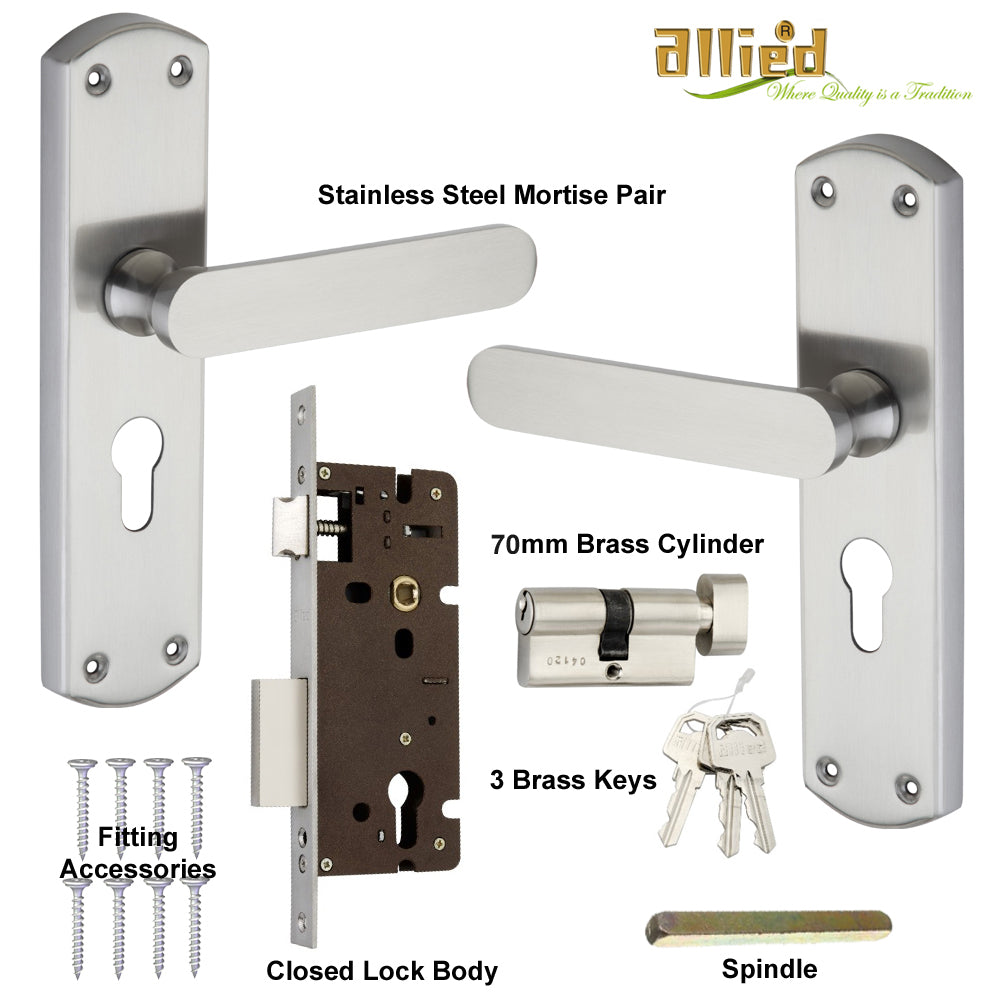 Stainless Steel 8 inch Handle Lock Set No. 413 SS Finish