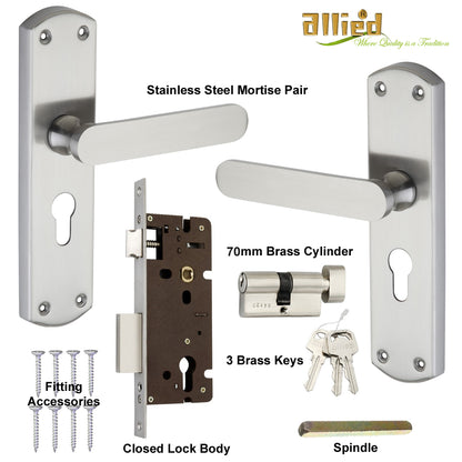 Stainless Steel 8 inch Handle Lock Set No. 413 SS Finish