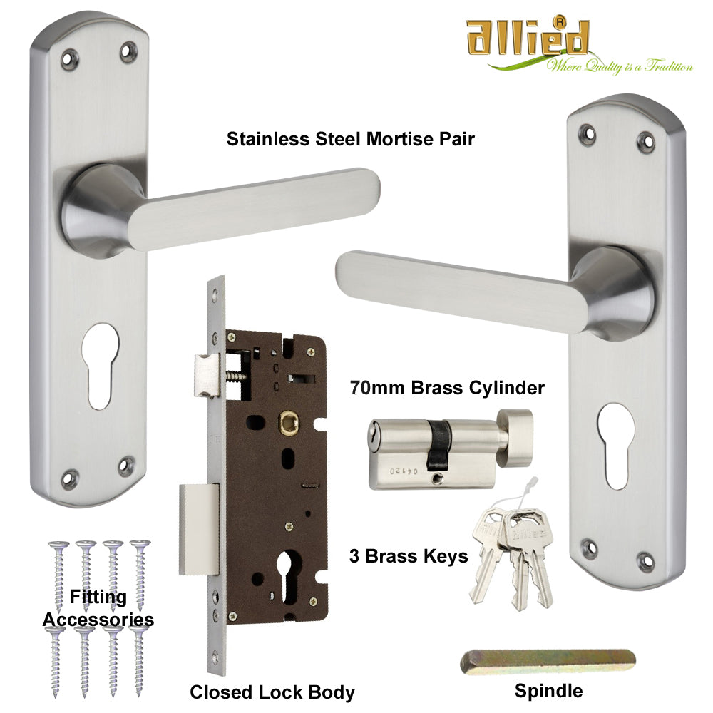 Stainless Steel 8 inch Handle Lock Set No. 411 SS Finish