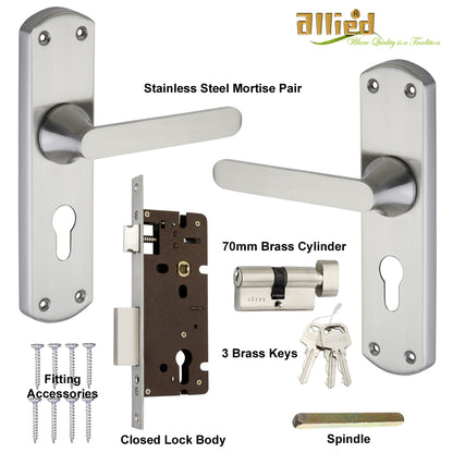 Stainless Steel 8 inch Handle Lock Set No. 411 SS Finish