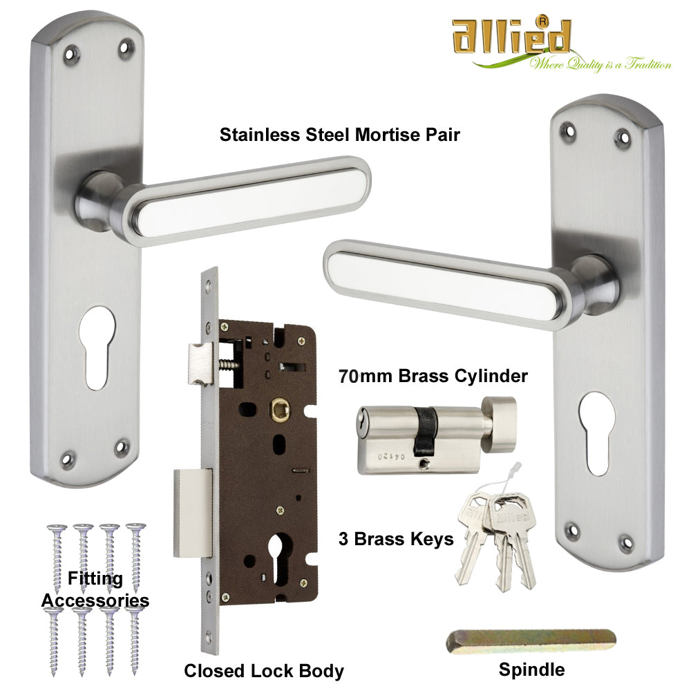 Stainless Steel 8 inch Handle Lock Set No. 412 SS Finish
