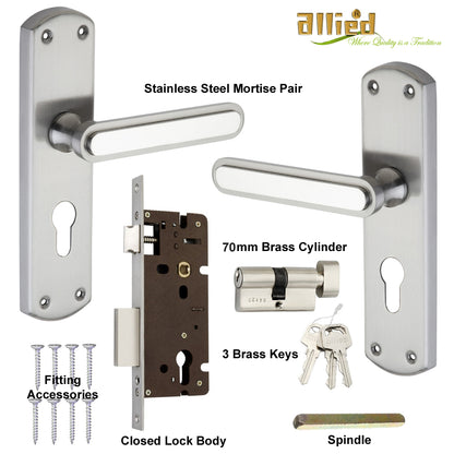 Stainless Steel 8 inch Handle Lock Set No. 412 SS Finish