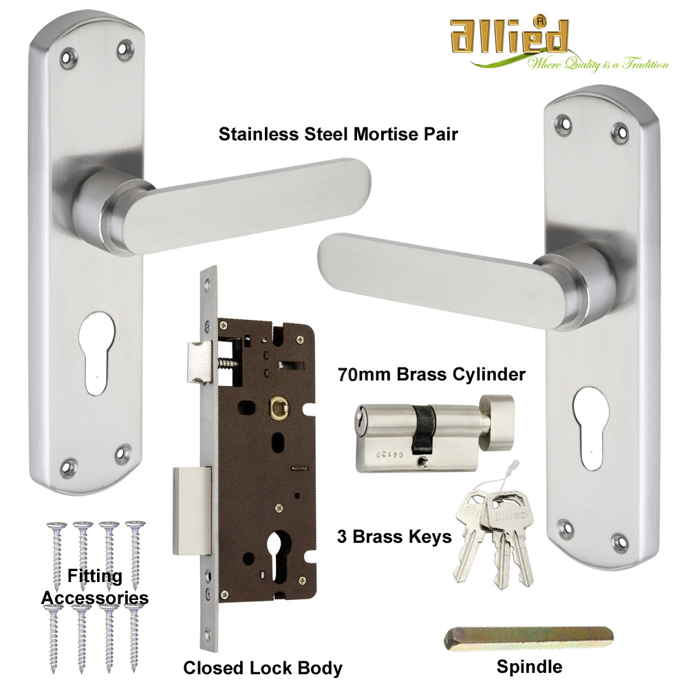 Stainless Steel 8 inch Handle Lock Set No. 414 SS Finish
