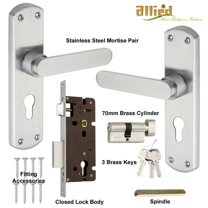Stainless Steel 8 inch Handle Lock Set No. 414 SS Finish