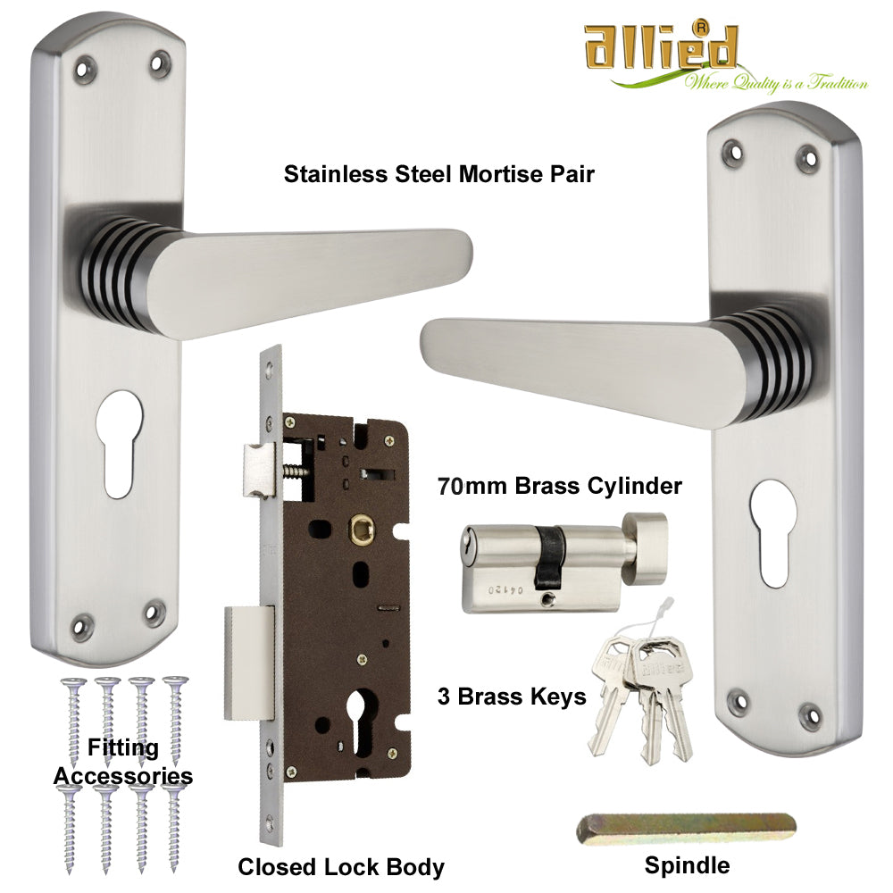 Stainless Steel 8 inch Handle Lock Set No. 415 SS Finish