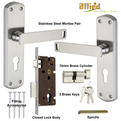 Stainless Steel 8 inch Handle Lock Set No. 416 SS Finish
