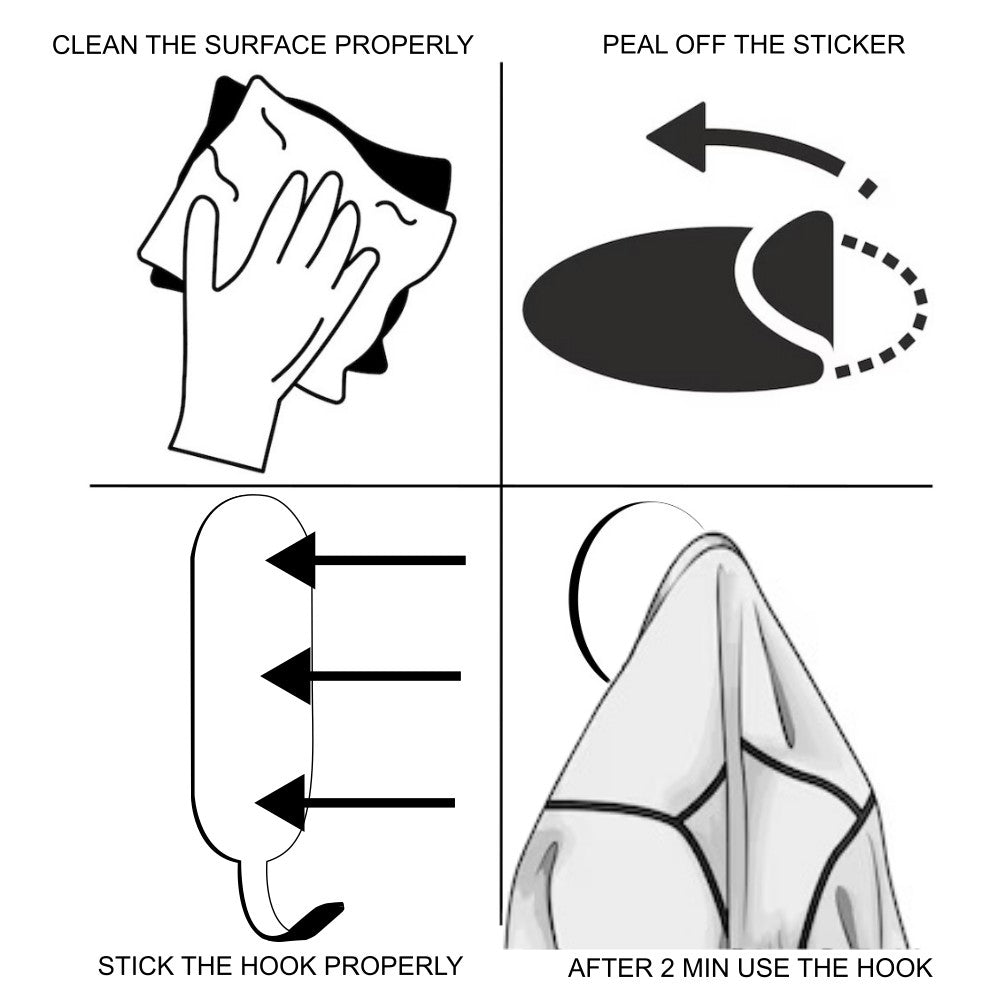 Allied Stainless Steel Self Adhesive Hook | Code - 720 | Square Shaped
