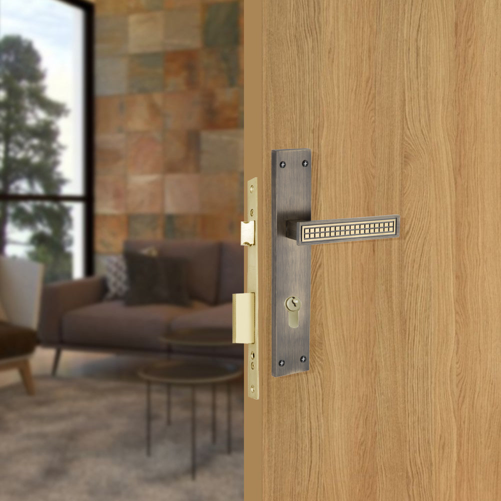 Allied  Brass Mortise Handle Set with CY Lock Body | 3 Keys | 60 mm One Side Knob Cylinder | Code - BM02