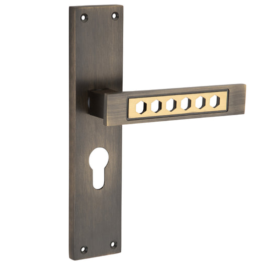 Allied  Brass Mortise Handle Set with CY Lock Body | 3 Keys | 60 mm One Side Knob Cylinder | Code - BM12