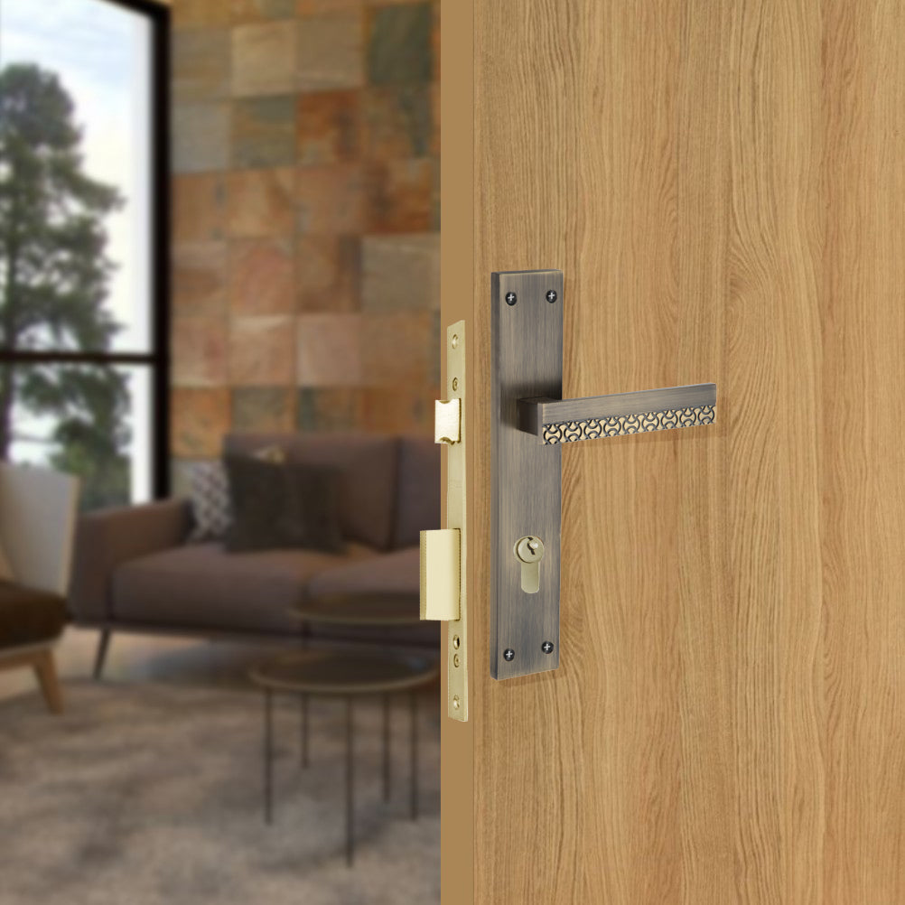 Allied  Brass Mortise Handle Set with CY Lock Body | 3 Keys | 60 mm One Side Knob Cylinder | Code - BM13