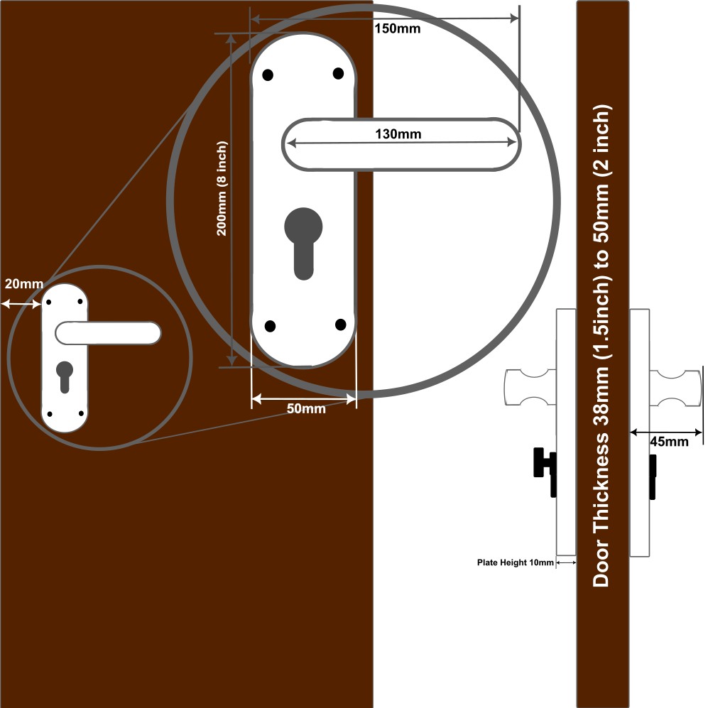 Stainless Steel 8 inch Handle Lock Set No. 410 Brass Antique