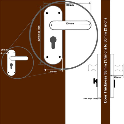 Stainless Steel 8 inch Handle Lock Set No. 410 Brass Antique