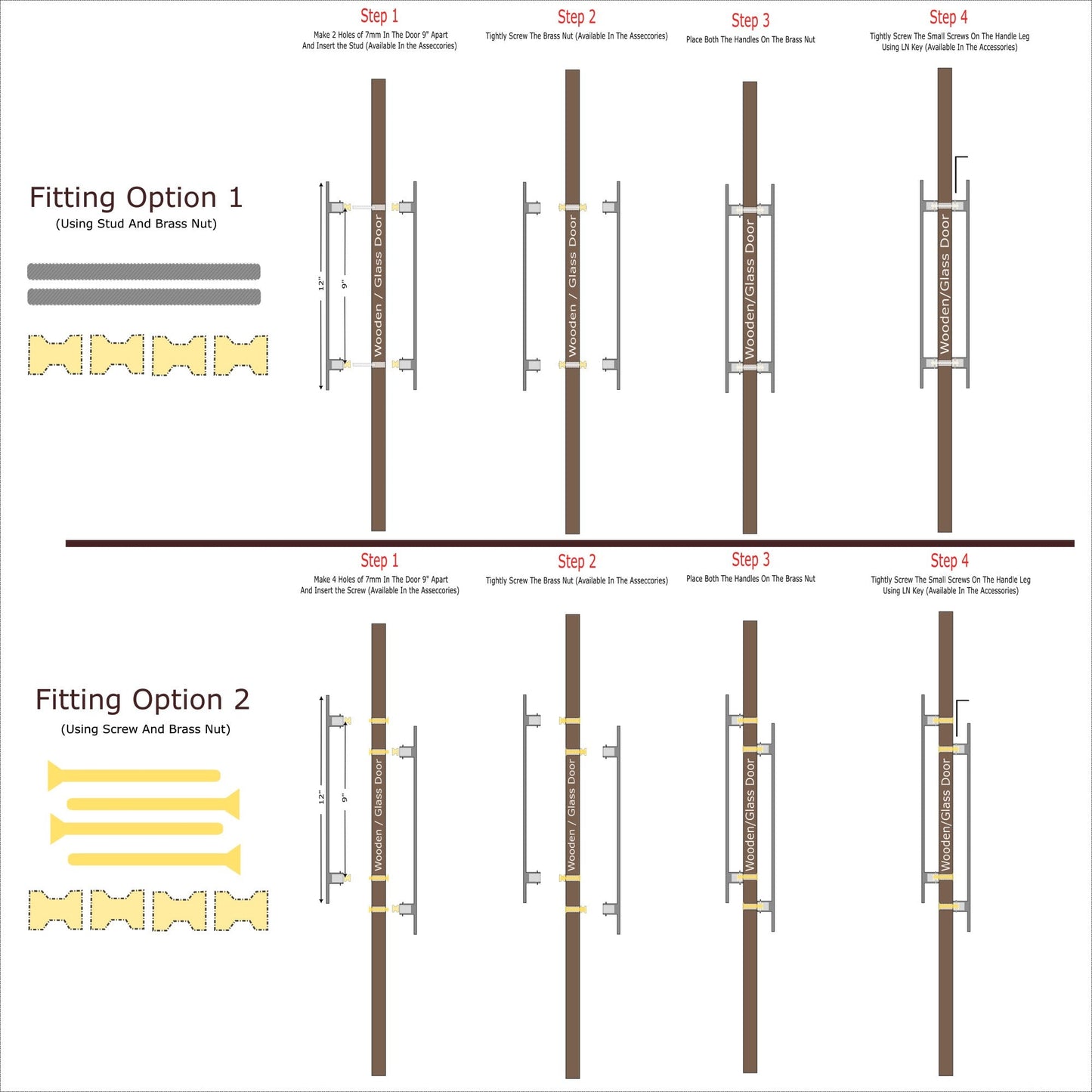 Allied Brass Pull Handle| Wooden Brass Door Handle | Brass Door Handle | Code- 58